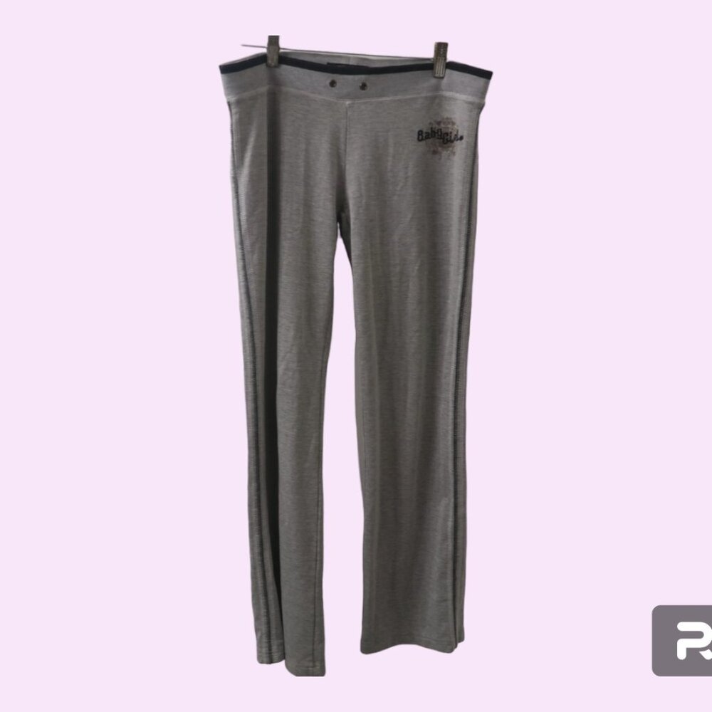 KH design "baby girl" loungewear workout exercise pants in gray.